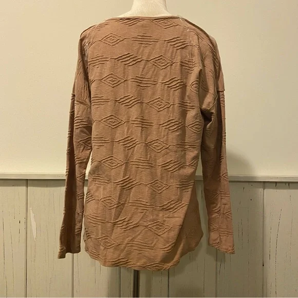 Hesed Small Textured Camel Long Sleeve Shirt - Picture 2 of 10